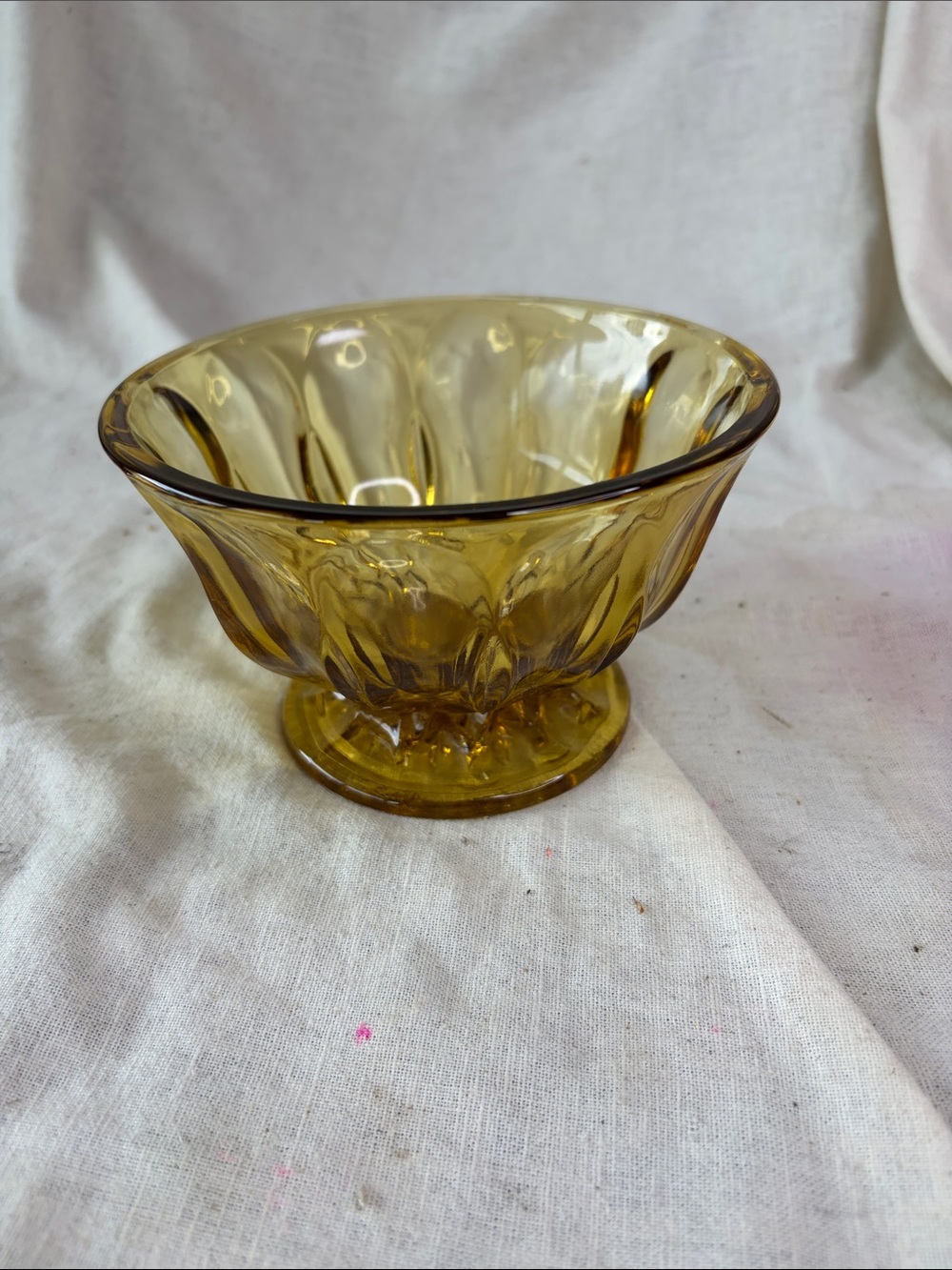 Amber Glass Pedestal Dessert Bowl